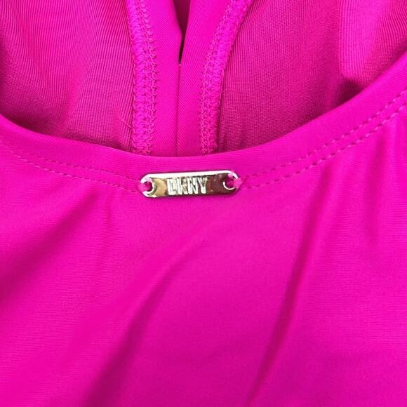 DKNY Womens Medium hot pink ruffle tankini top summer beach swim bathing suit - Picture 5 of 10